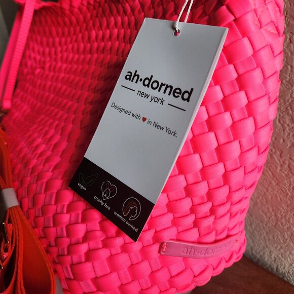 Ahdorned Lily Woven Neoprene Tote Crossbody with Pouch - Neon Pink - NWT - Picture 8 of 10